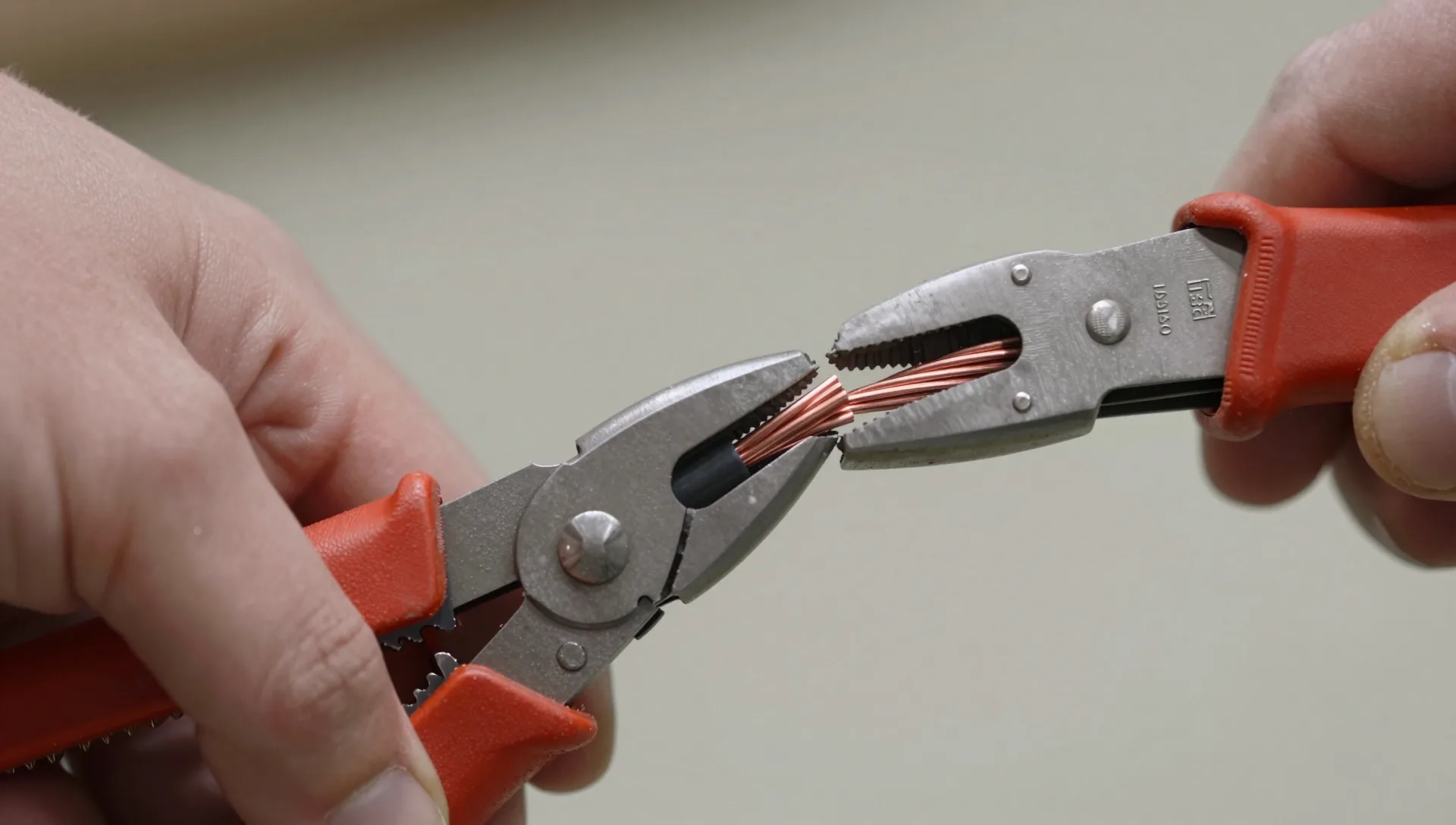 Abisolierte Kabel vor dem fachgerechten Anschluss